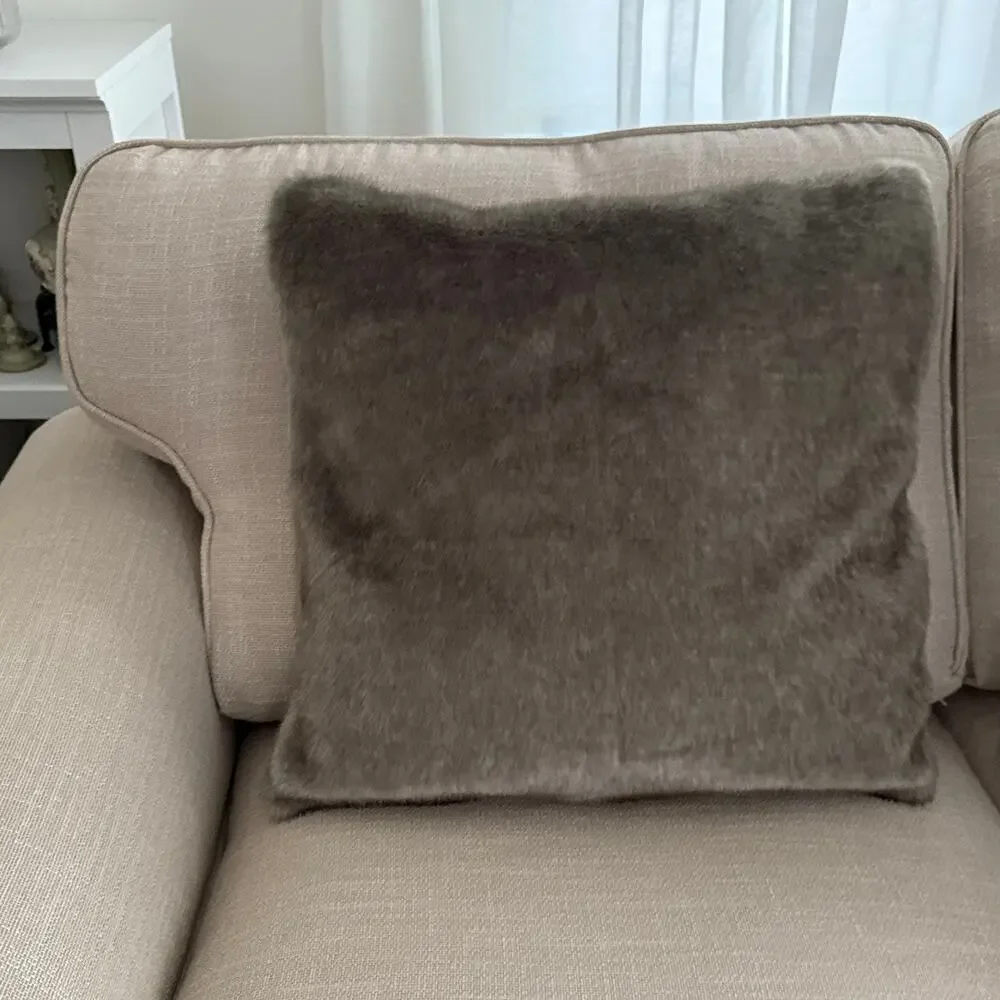 IKEA ATLISSA Brown Gray Faux Fur Pillow Cover 20
